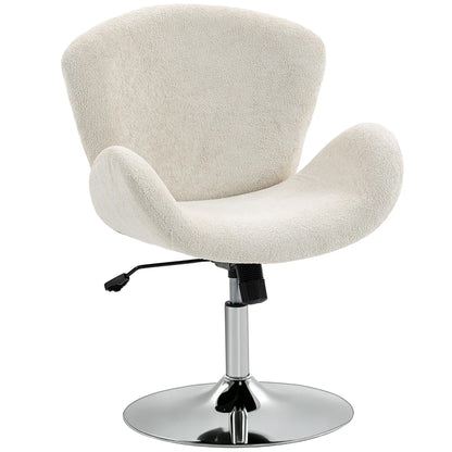 Swivel Office Chair, Velvet Desk Chair, Wide Bucket Seat, Cream White Task Chairs at Gallery Canada