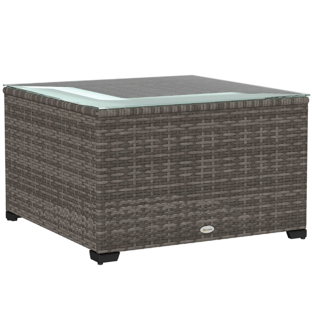 24.4" Patio Wicker Coffee Table, PE Rattan With Tempered Glass Top, Black Patio Side Tables at Gallery Canada