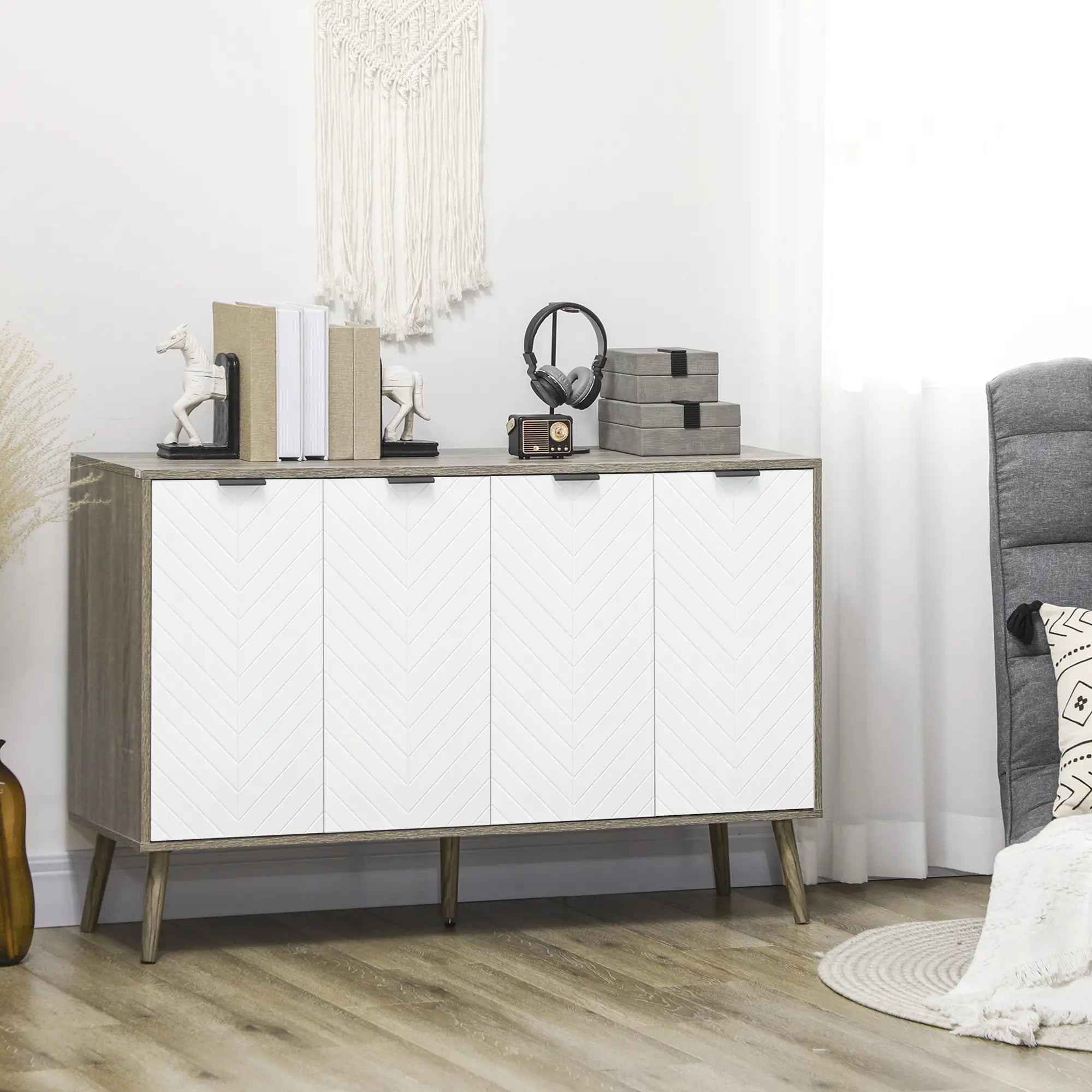Modern Sideboard Buffet, Dining Cabinet, Adjustable Shelves, Grayish Brown Bar Cabinets at Gallery Canada