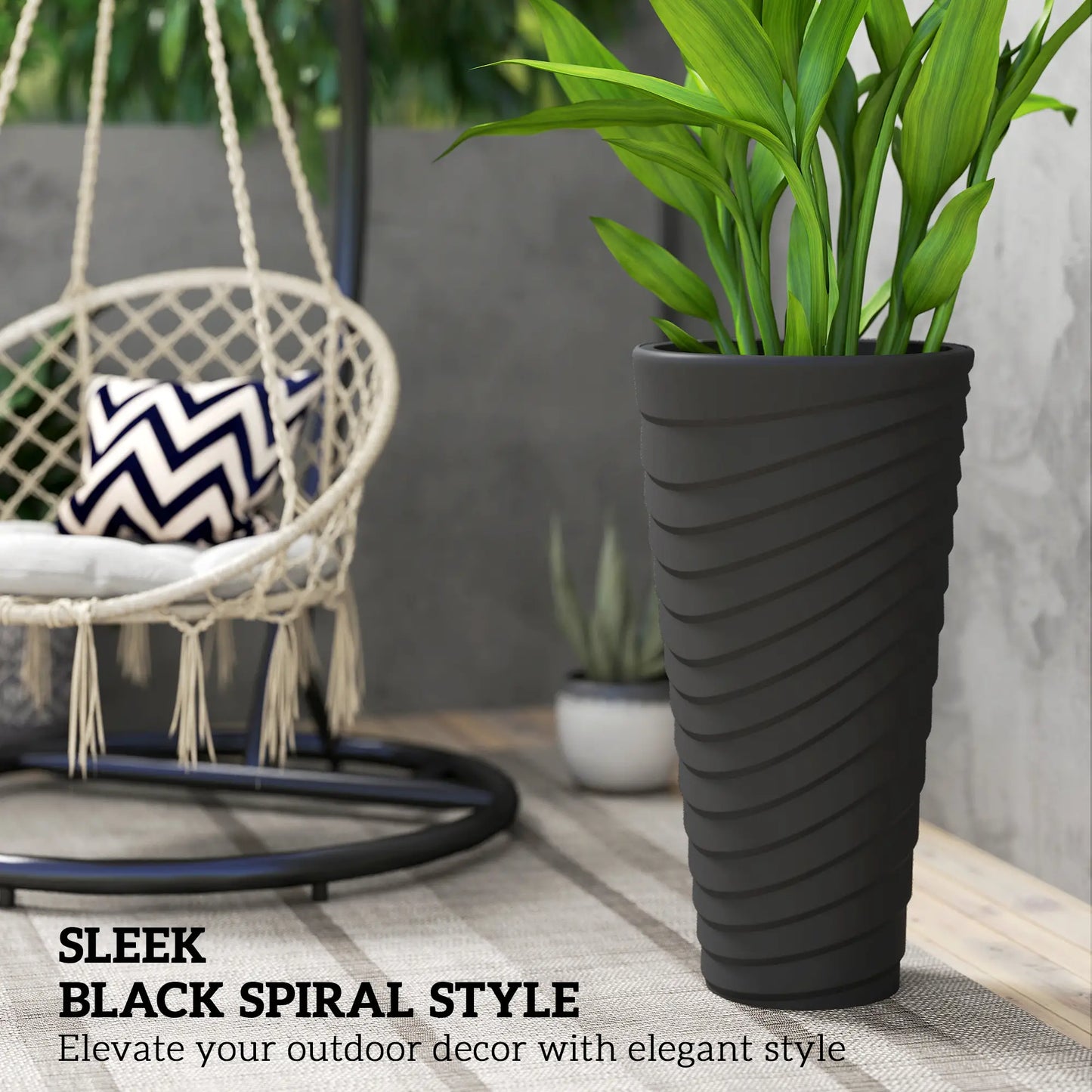 29" Tall Stackable Planters, Set of 2, Indoor Outdoor, Black Planter Set at Gallery Canada