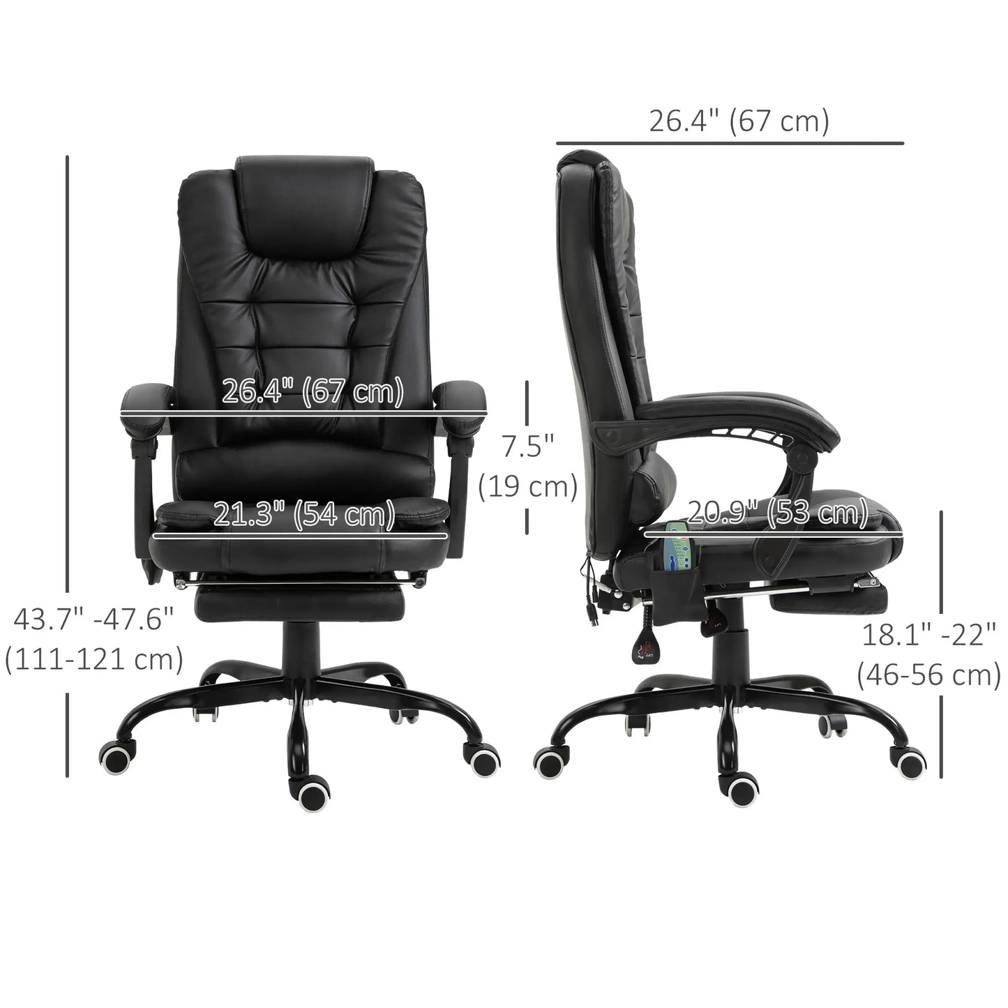 7-Point Vibrating Massage Chair, Reclining Office Chair, Footrest, Black Massage Chairs at Gallery Canada