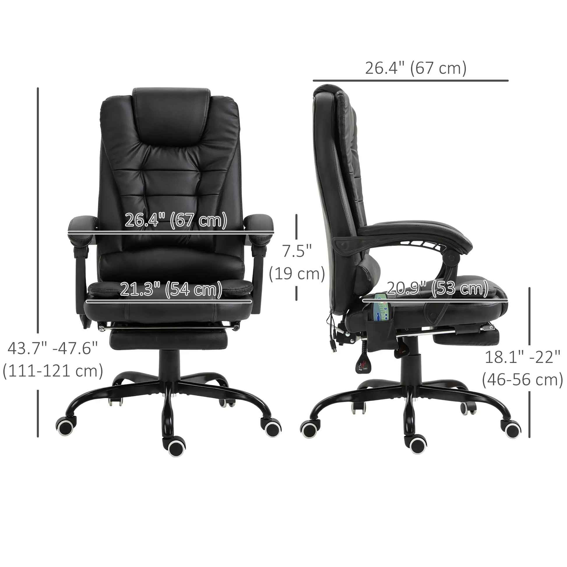 7-Point Vibrating Massage Chair, Reclining Office Chair, Footrest, Black Massage Chairs at Gallery Canada