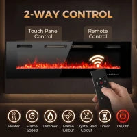 Electric Fireplace 60", Recessed Wall Mounted, Freestanding, Black