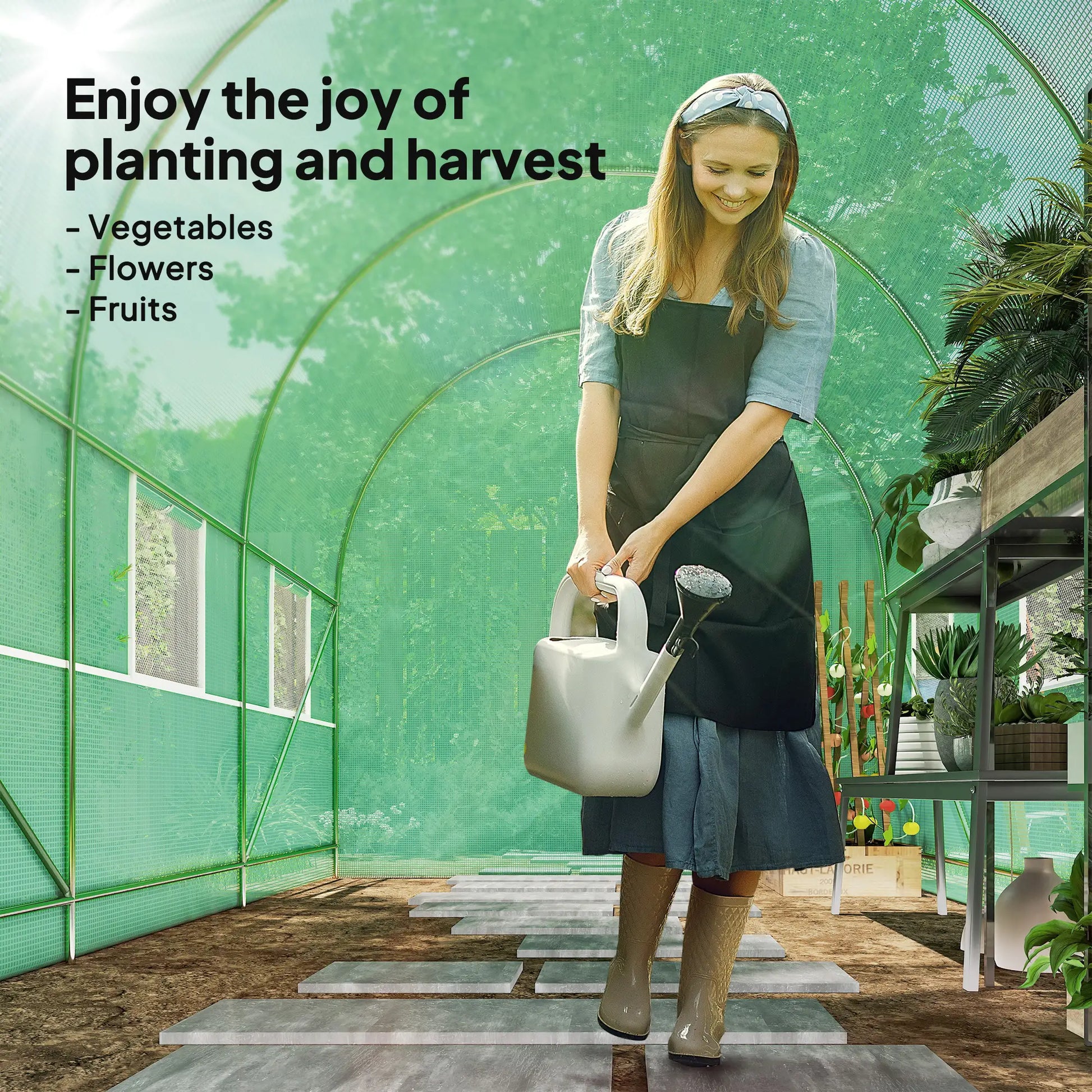 11.5' x 6.6' x 6.6' Walk-in Greenhouse, PE Cover, Roll Up Door, Windows, Green Walk In Greenhouses at Gallery Canada