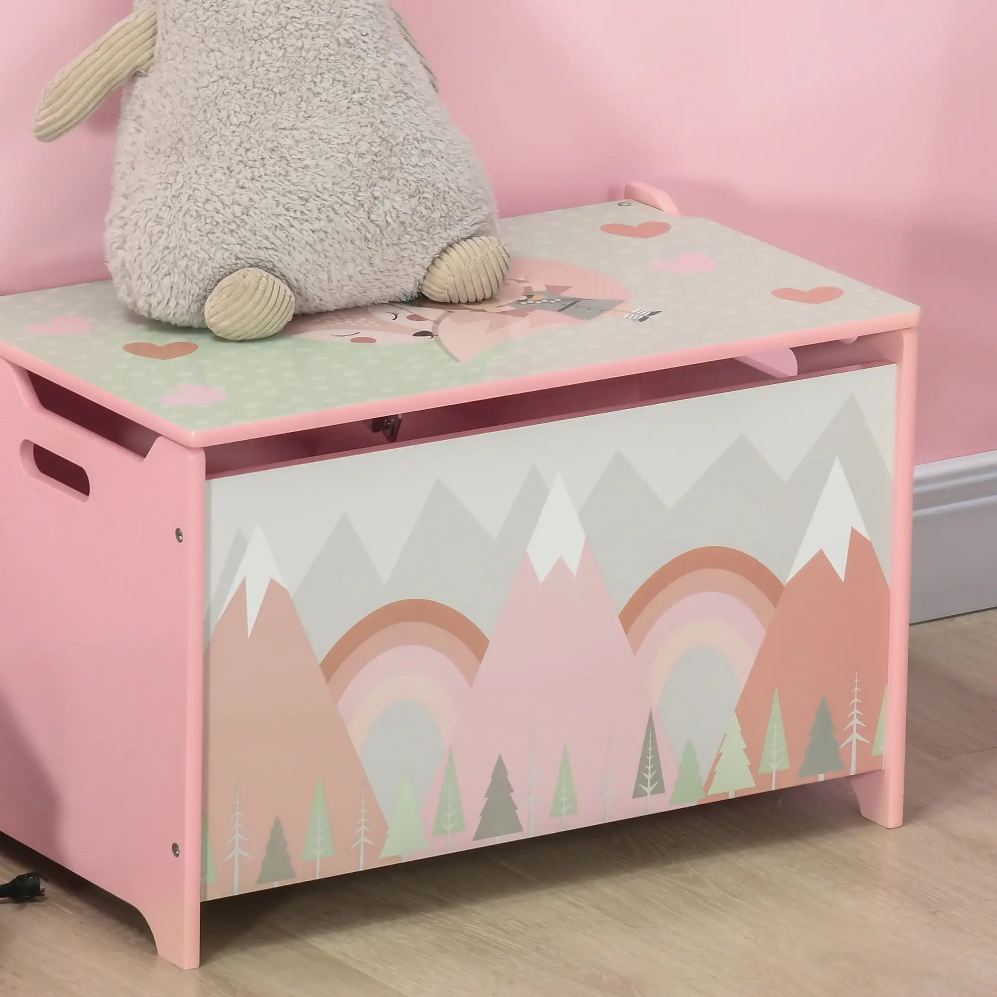 Toy Box with Lid, Storage Organizer, Safety Hinge, Pink Baby & Kids Storage at Gallery Canada