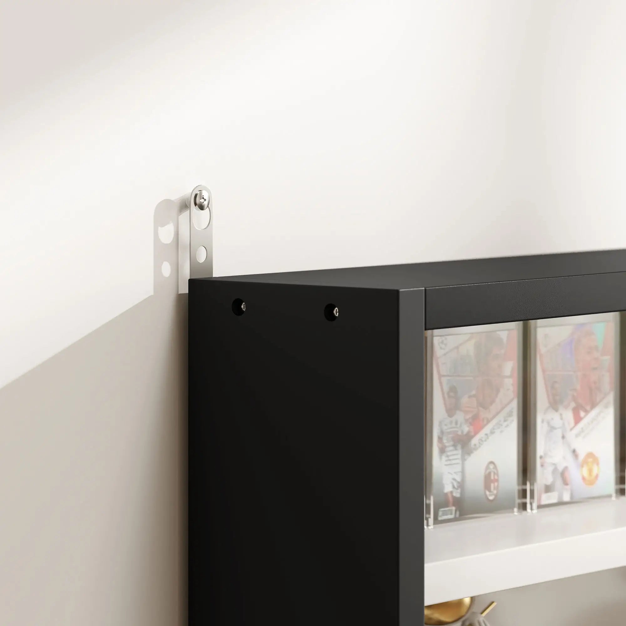 5-Tier Glass Display Cabinet, 2 Doors, 4 Adjustable Shelves, Black Display Bookshelves at Gallery Canada