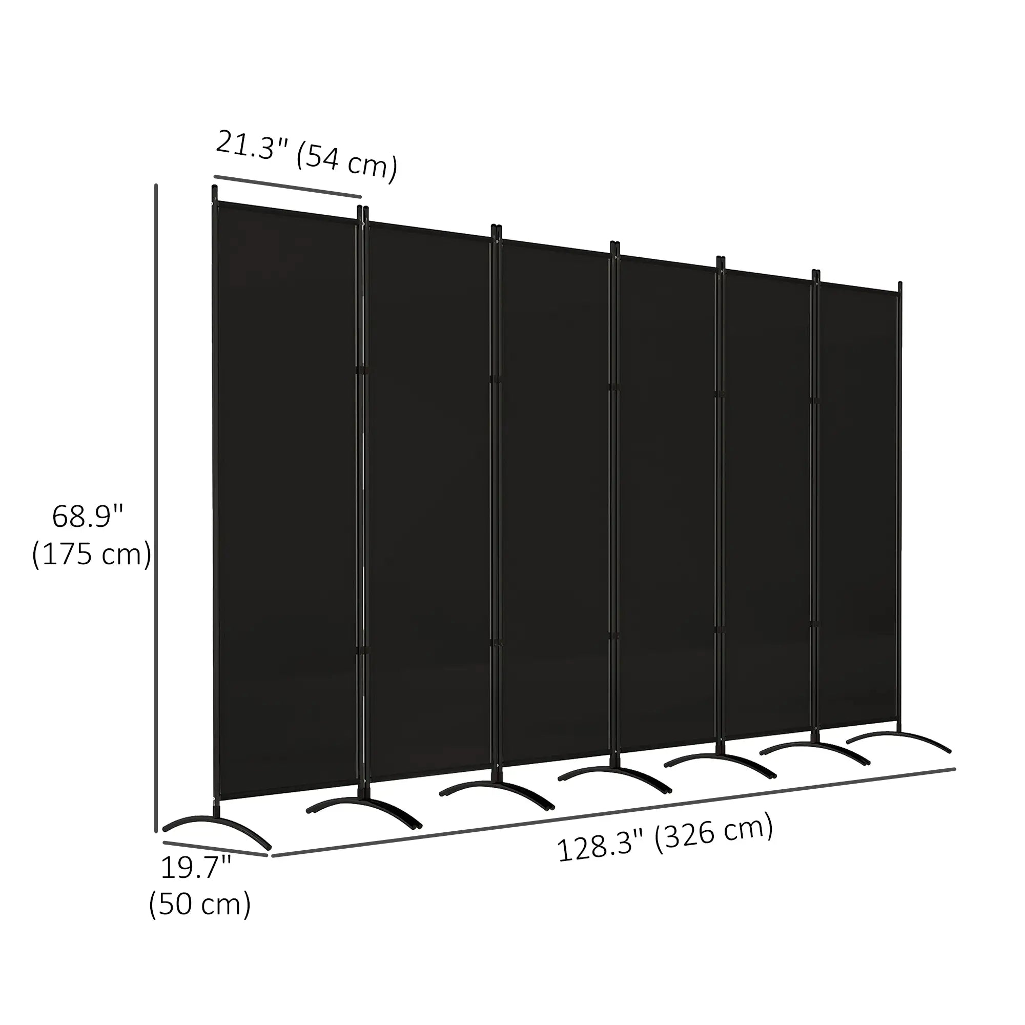 6 Panel Folding Room Divider, UV30+ Privacy Screen, Black Side Awnings at Gallery Canada