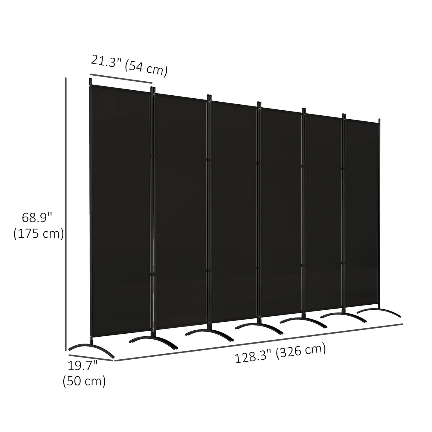 6 Panel Folding Room Divider, UV30+ Privacy Screen, Black Side Awnings at Gallery Canada