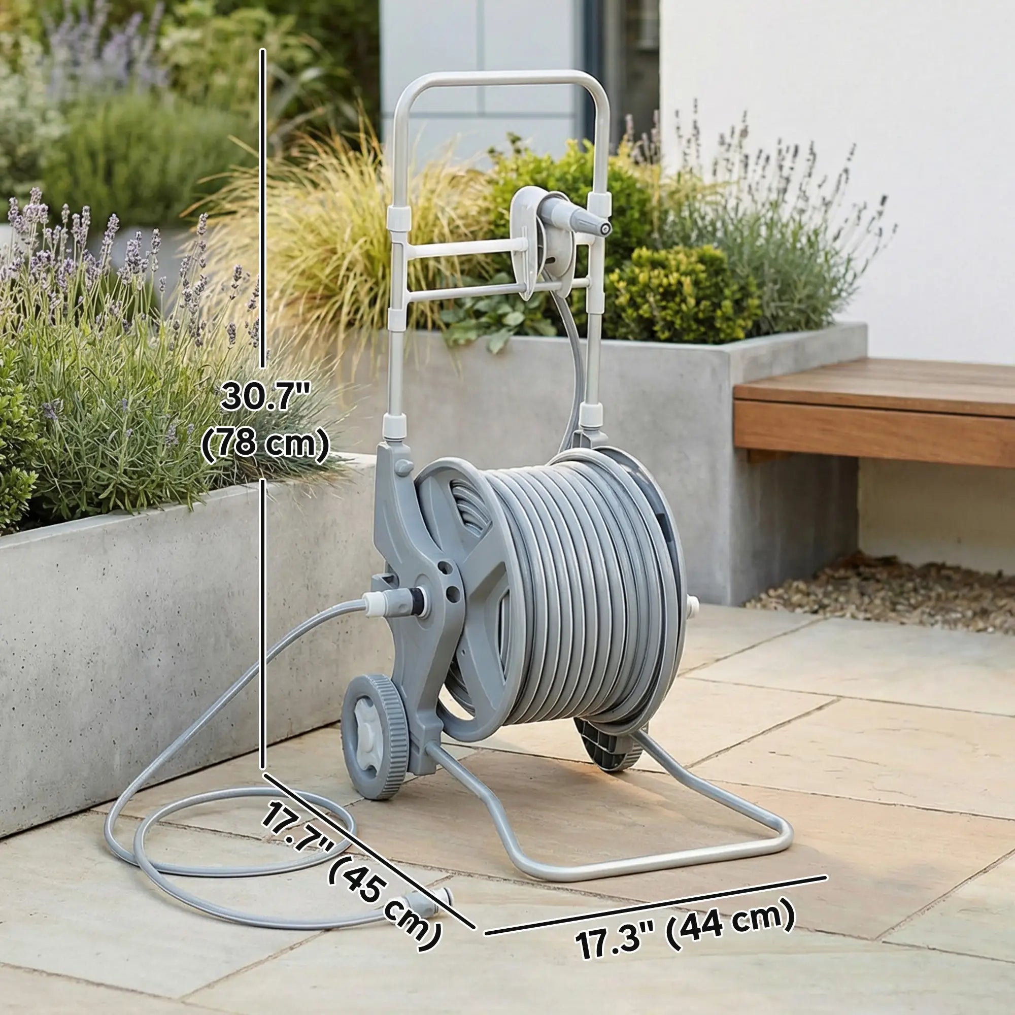 Garden Hose Reel Cart With Wheels, 1/2