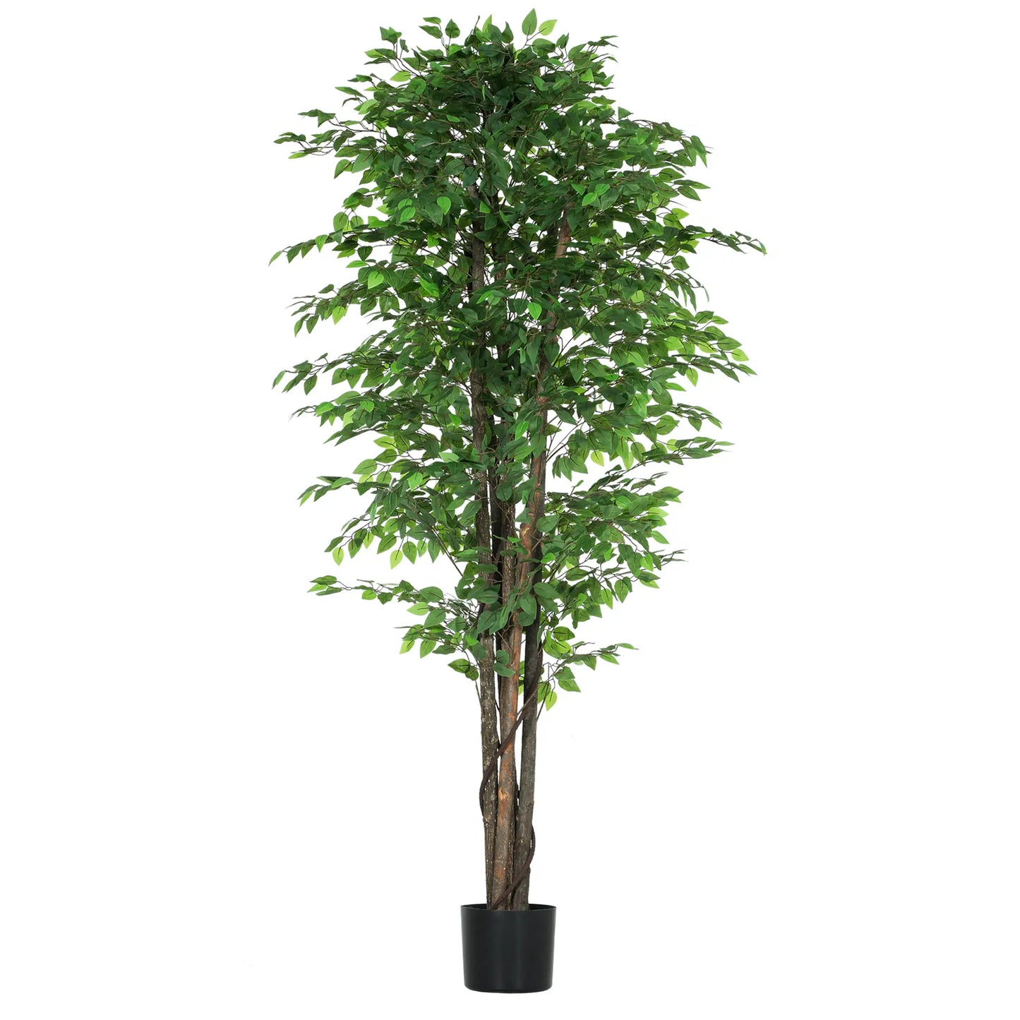 8ft Tall Artificial Silk Ficus Tree, 2520 Leaves in Pot, Home Office Decor Artificial Trees Green at Gallery Canada