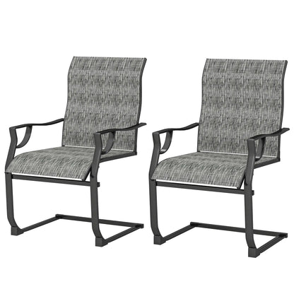 C Spring Motion Patio Chairs Set of 2, High Backrest, Armrest, Breathable Fabric Patio Chairs Mixed Grey at Gallery Canada