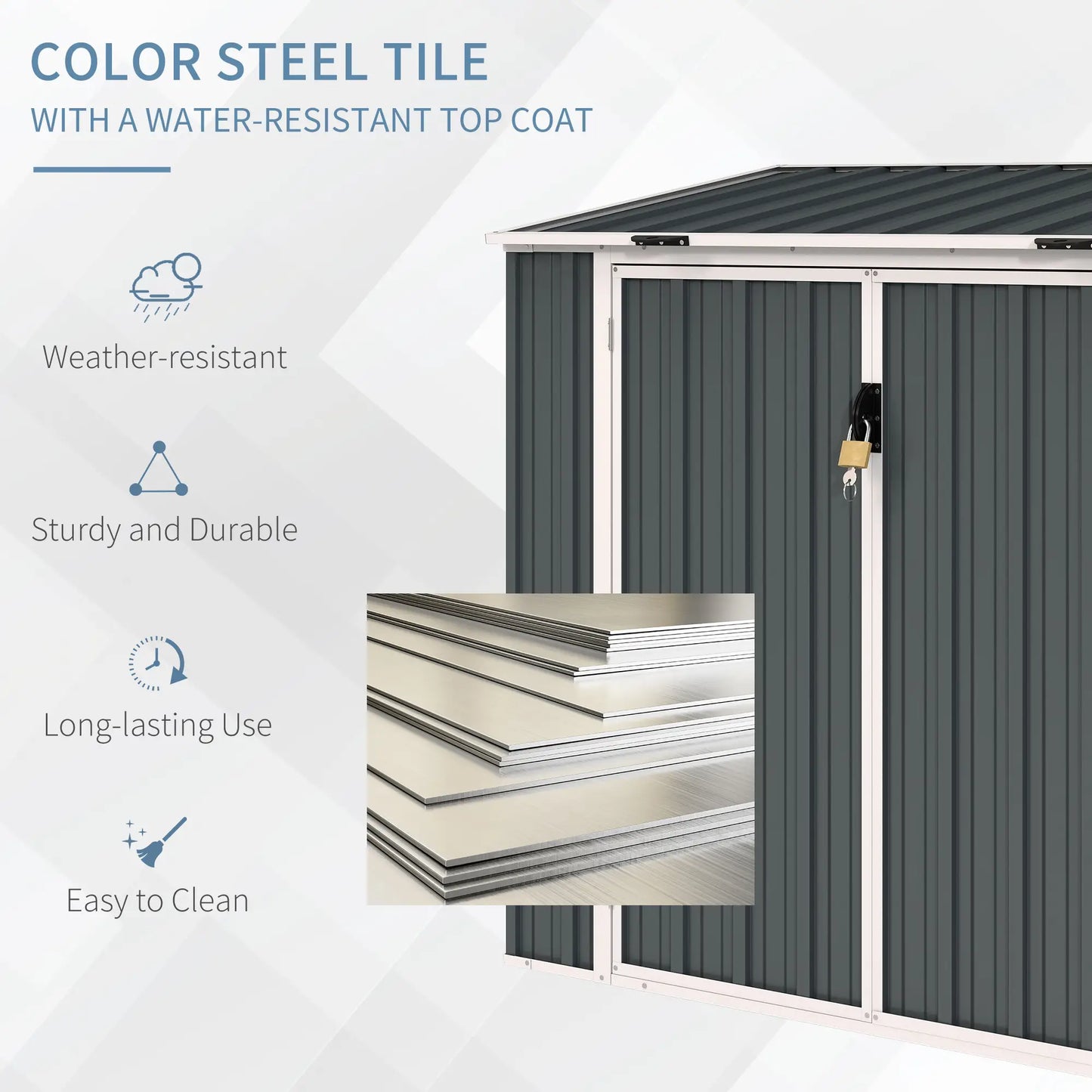 5ft x 3ft Outdoor Storage Shed, Lockable Double Doors Sheds at Gallery Canada