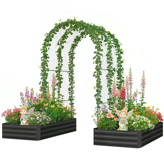 Metal Raised Garden Bed With Trellis, Galvanized Garden Kit, Black Galvanized Planter Boxes Black at Gallery Canada