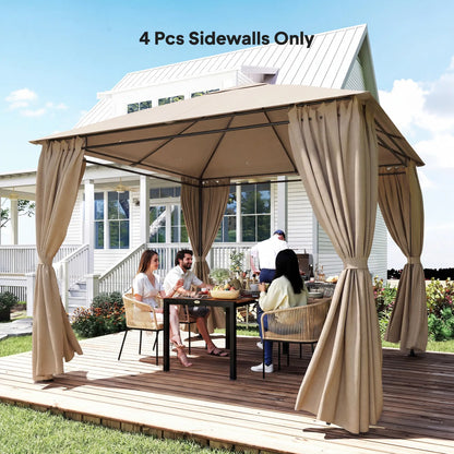 10' x 10' Gazebo Sidewall Set, 4 Panels, Windows, Doors, Khaki Gazebo Sidewalls at Gallery Canada