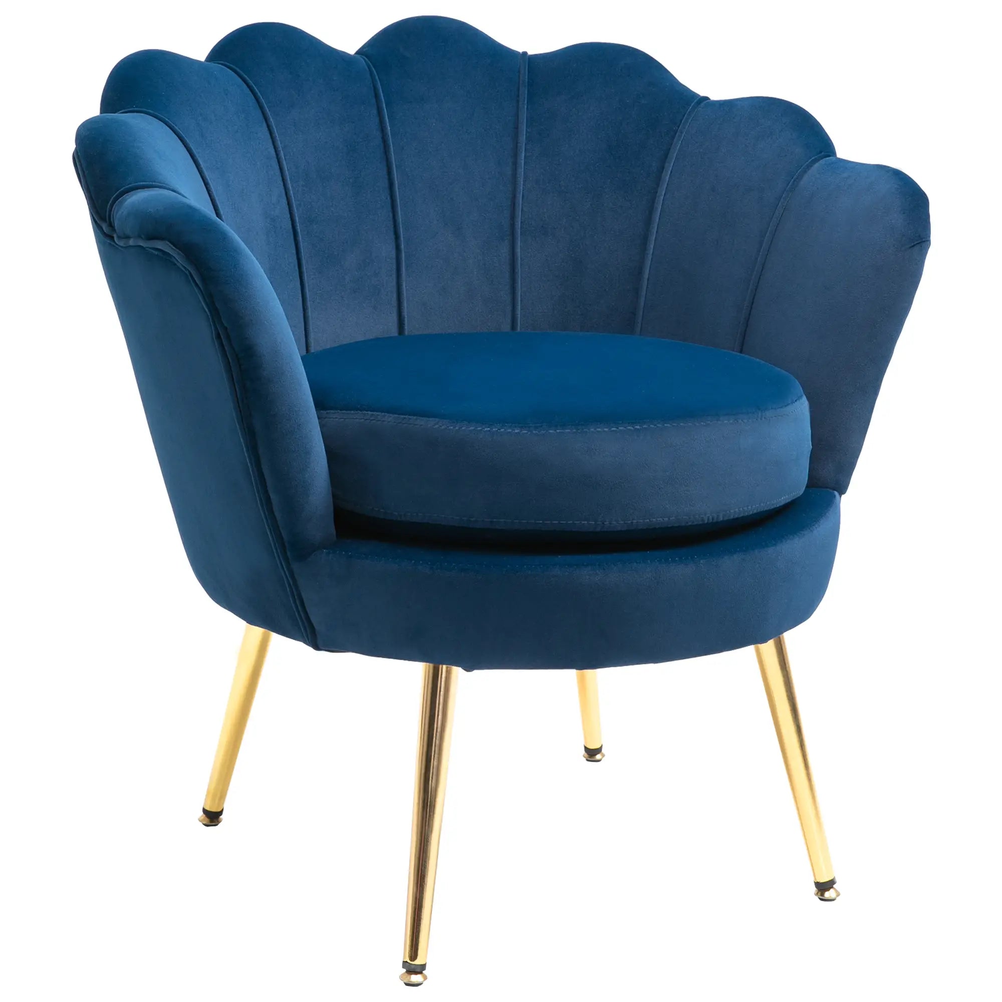 Modern Accent Chair, Velvet Fabric, Gold Metal Legs, Blue Accent Chairs Blue, Gold at Gallery Canada