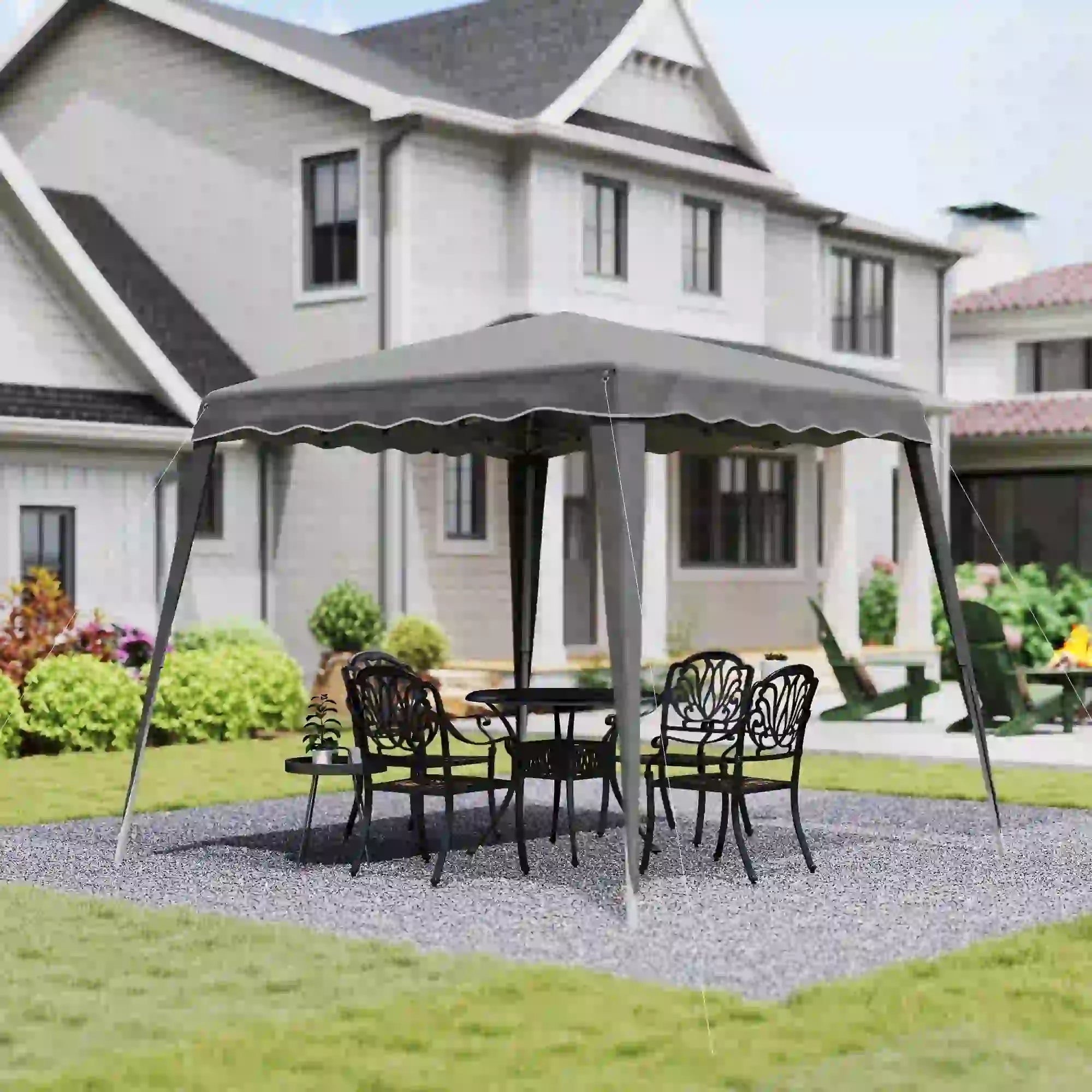 8' x 8' Pop Up Canopy, Foldable Outdoor Tent, Portable With Carrying Bag, Grey Pop Up Canopies at Gallery Canada