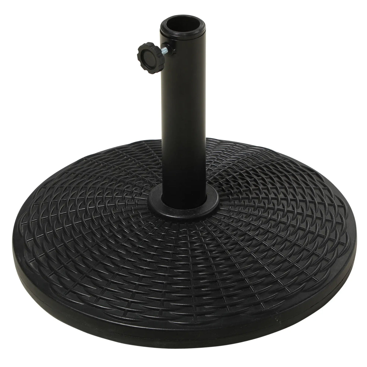 25 lbs Umbrella Base, 17.5" Round, Rattan Design, Black Umbrella Bases Black at Gallery Canada