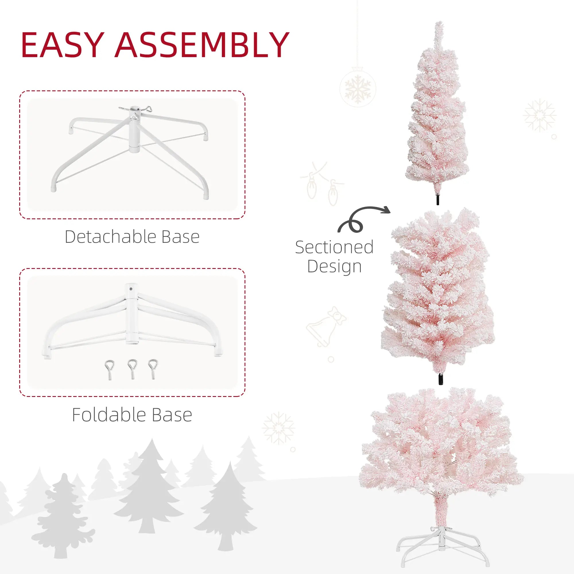 6ft Flocked Pencil Christmas Tree, Realistic Branch Tips, Pink Pencil Christmas Trees at Gallery Canada