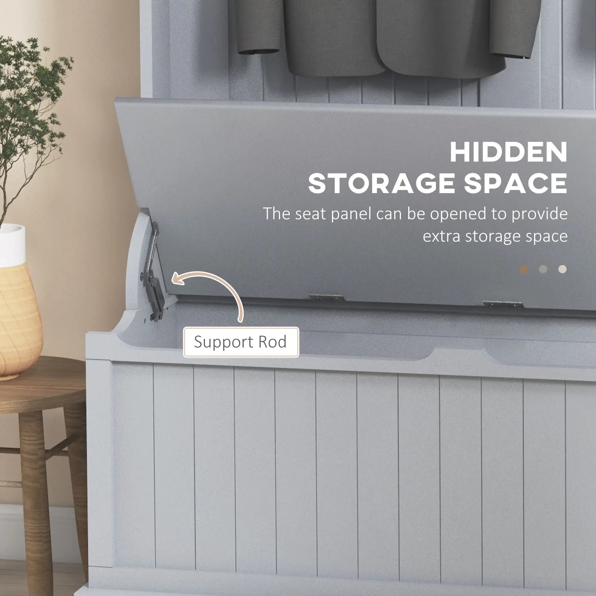 3-In-1 Entryway Hall Tree, Coat Rack, Bench, Shoe Storage, 5 Hooks, Grey Clothing Storage at Gallery Canada