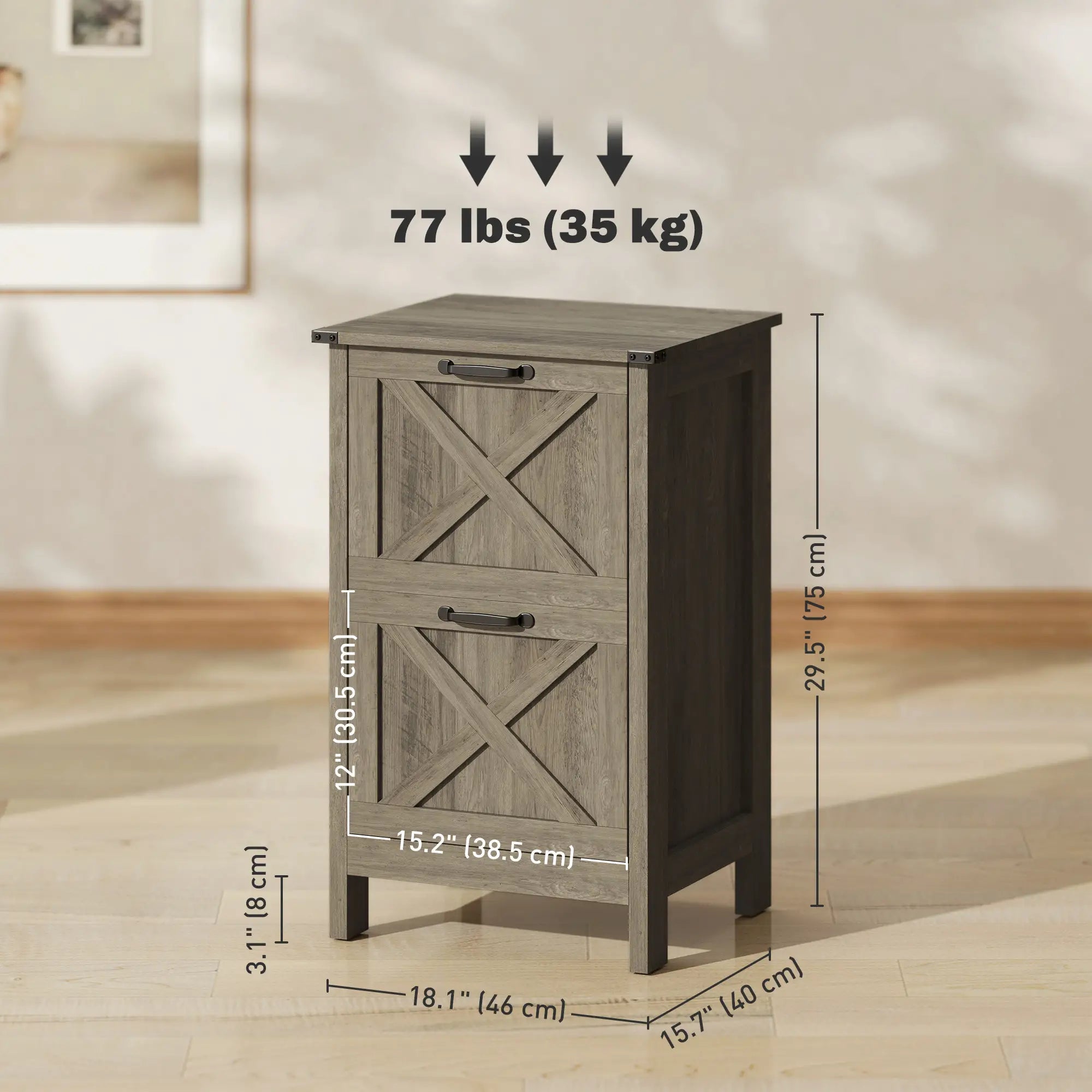 Vertical 2-Drawer Filing Cabinet, Rustic Farmhouse, Letter Size, Grey Wash Office Cabinets & Cupboards at Gallery Canada