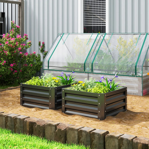 2' x 2' x 1' Raised Garden Bed, Galvanised Steel Frame, Black