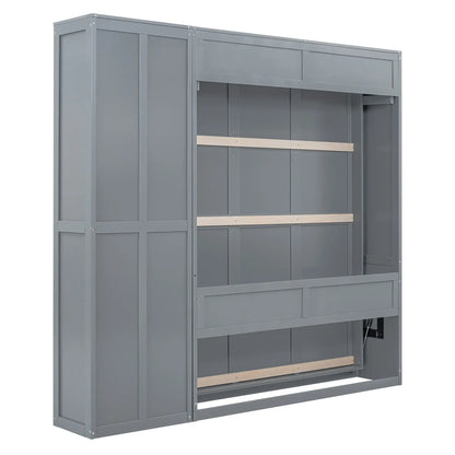 Murphy Bed with Storage, Dual Piston, Space-Saving, 94" L x 16" W x 88.5" H, Grey Bed Frames at Gallery Canada