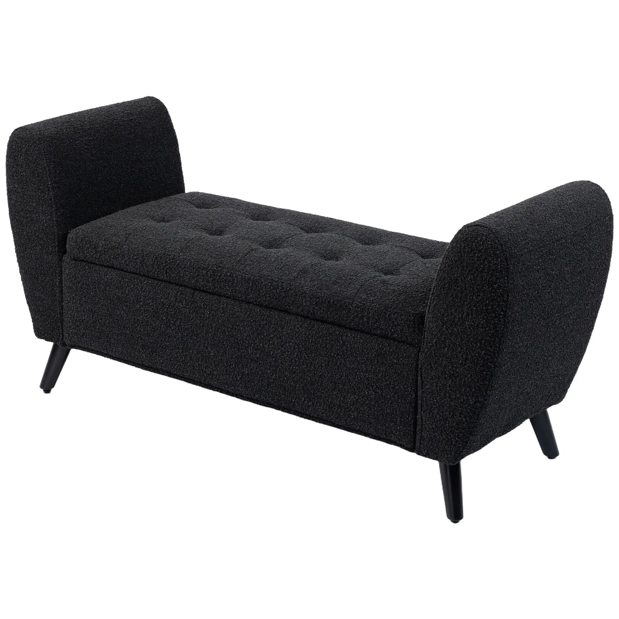 Upholstered Storage Bench with Arms, Modern Ottoman, Black Storage Ottomans & Benches Black at Gallery Canada