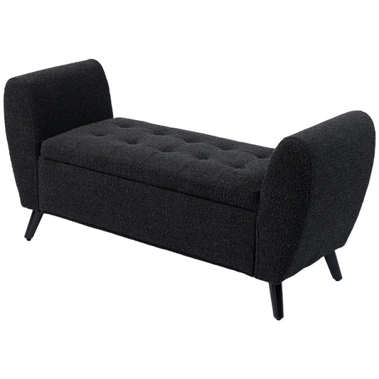 Upholstered Storage Bench with Arms, Modern Ottoman, Black Storage Ottomans & Benches Black at Gallery Canada