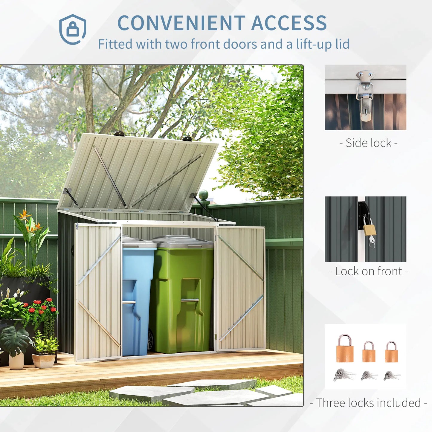5ft x 3ft Outdoor Storage Shed, Lockable Double Doors Sheds at Gallery Canada