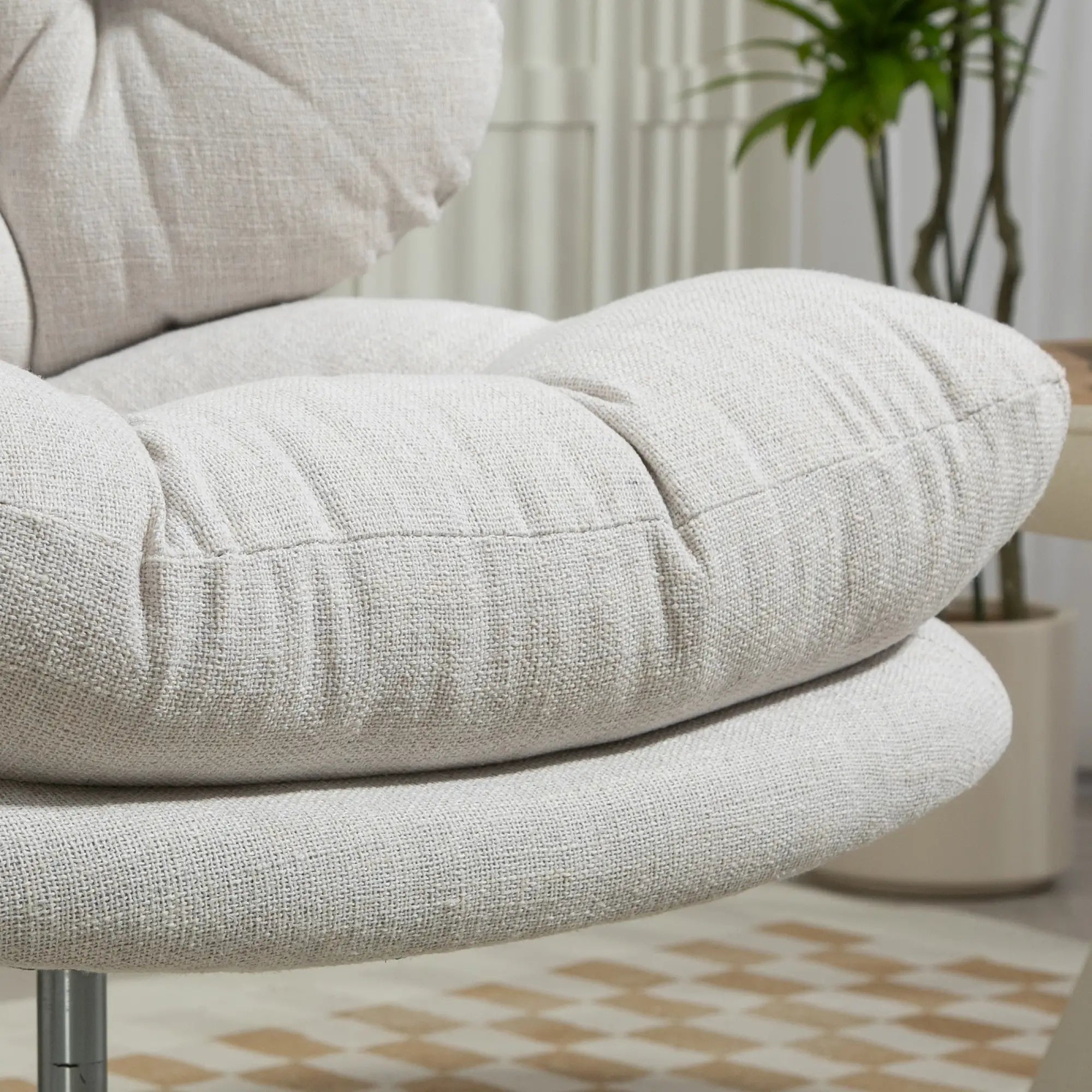 Computer Desk Chair, Armless Office Chair with Wide Padded Seat and Adjustable Height, Cream White Task Chairs at Gallery Canada