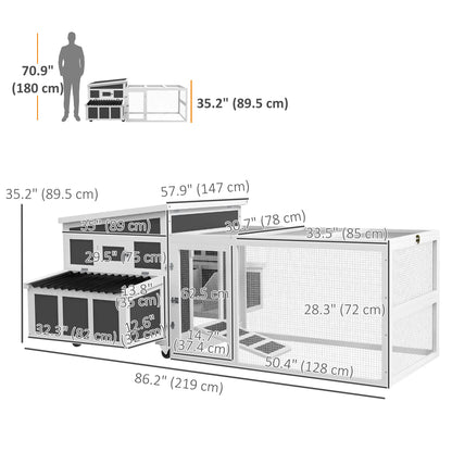 Wooden Chicken Coop, Rabbit Hutch With Large Run, Dark Grey
