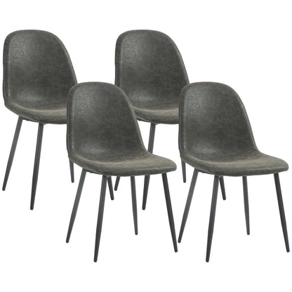 Retro Dining Chairs Set of 4, PU Leather Upholstered, Kitchen Living Room Bar Stools at Gallery Canada