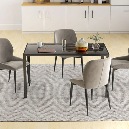 Rectangular Kitchen Table For 4 People, Tempered Glass Tabletop, Black Dining Tables at Gallery Canada