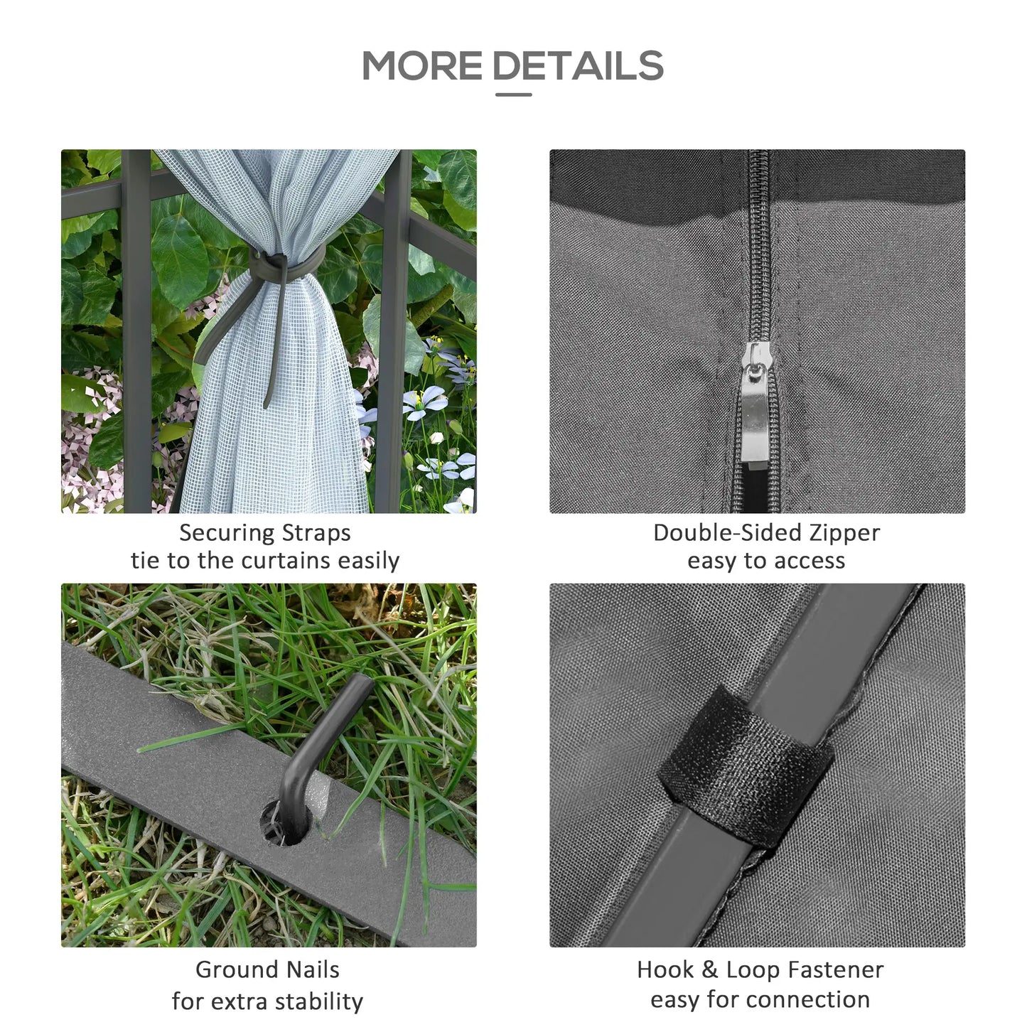 10'x10' Garden Gazebo, Portable Canopy, Mosquito Netting, Grey Gazebos at Gallery Canada