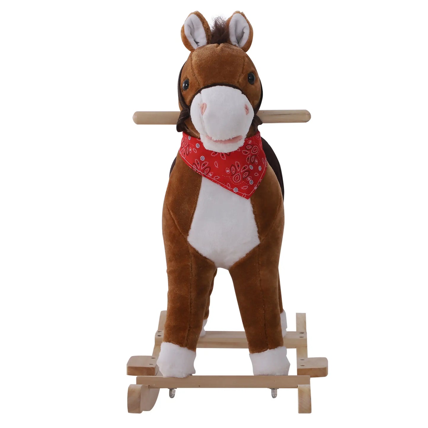 Kids Plush Ride On Rocking Horse, Animal Adventure Rocker, Brown, Red Rocking Horses at Gallery Canada