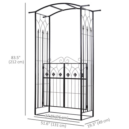 Metal Trellis Garden Arch Arbor, Lucky Leaf Clover Gate, Black Garden Arches at Gallery Canada