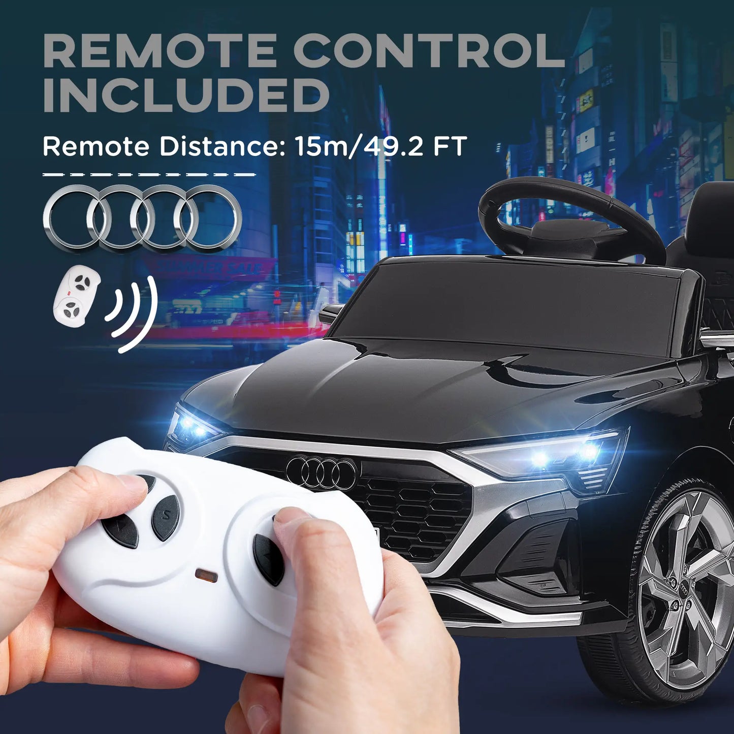 12V Kids Electric Car, Audi Q8 E-Tron Sportback, Remote Control, Black Electric Toy Cars at Gallery Canada