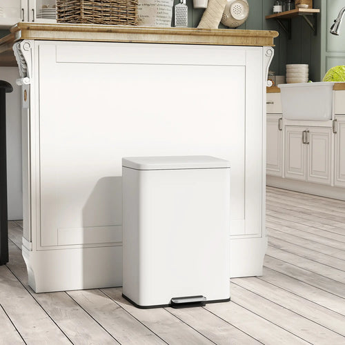 5.3 Gallon Garbage Bin with Soft Close Lid, Removable Inner Bucket, Cream White
