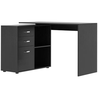 L-Shaped Corner Desk with Storage Shelf, Drawer, Black Writing Desks Black at Gallery Canada