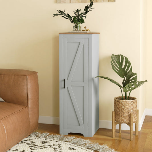 Farmhouse Accent Cabinet with Adjustable Shelf Barn Door Storage Cabinet for Living Room Floor Pantry Cabinet Grey - Gallery Canada