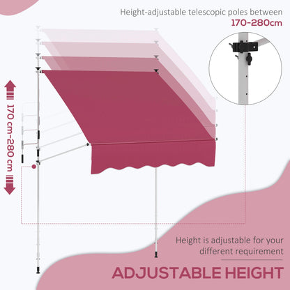 6.6'x5' Manual Retractable Patio Awning, Water Resistant, UV Protector, Wine Red Patio Awnings at Gallery Canada