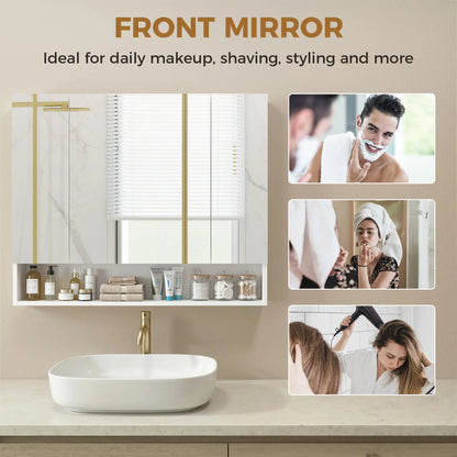 Wall Mounted Medicine Cabinet with Mirror, Adjustable Shelves, White Mirror Medicine Cabinets at Gallery Canada