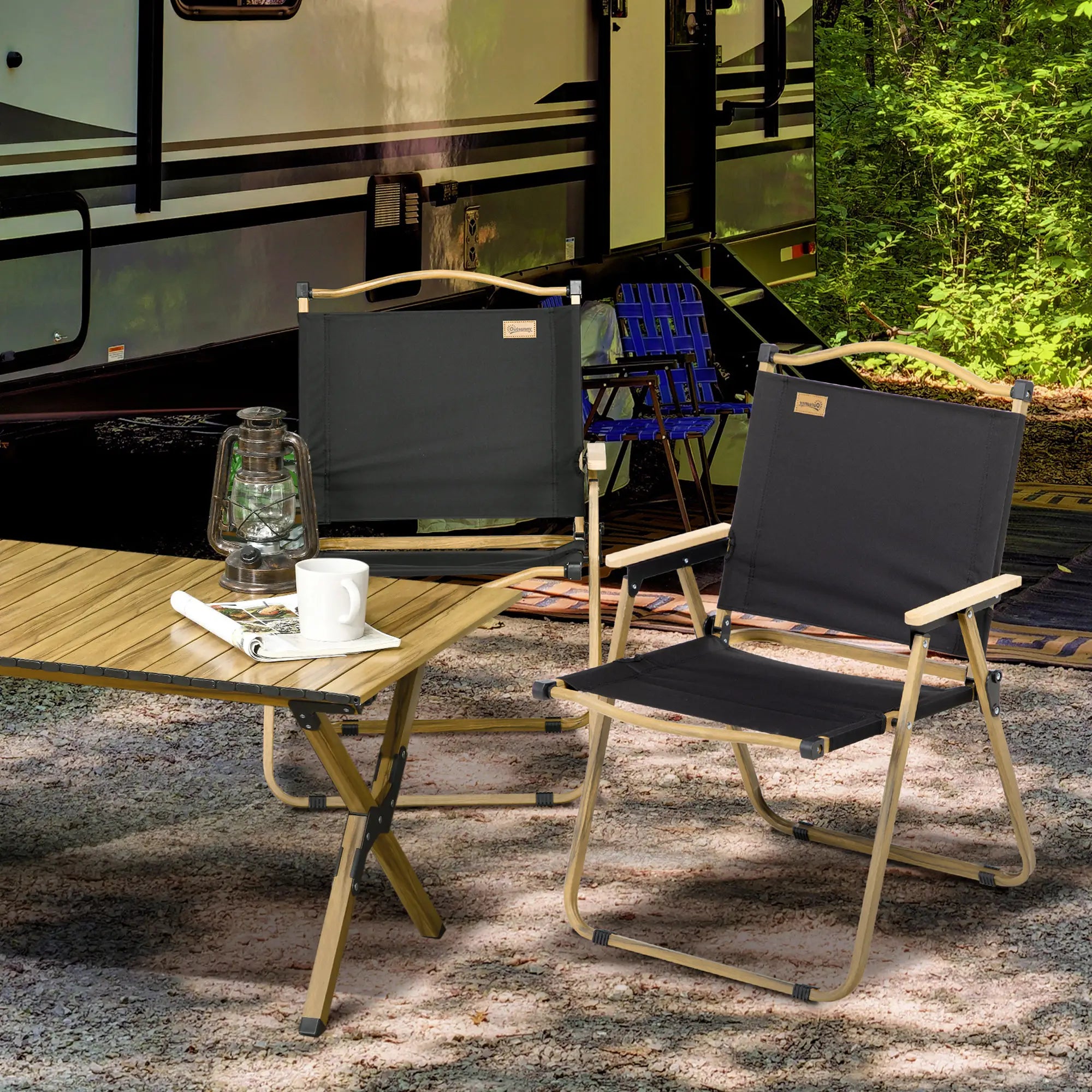 Set of 2 Lightweight Folding Camping Chairs, Portable, Black Picnic Tables & Camping Chairs at Gallery Canada
