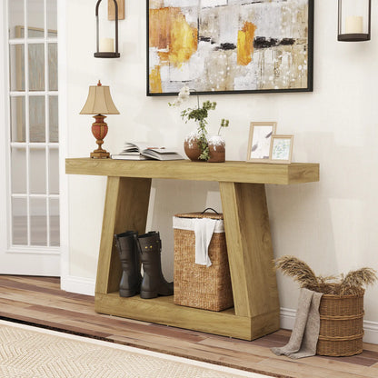 55" Farmhouse Console Table with Storage, Oak Console Tables at Gallery Canada