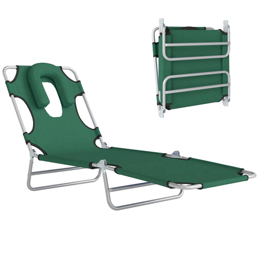 Outdoor Lounge Chair, Adjustable Folding Chaise, Green Lounger Chairs Green at Gallery Canada