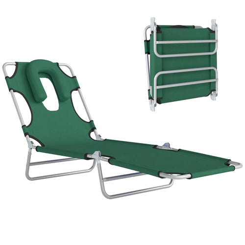 Outdoor Lounge Chair, Adjustable Folding Chaise, Green