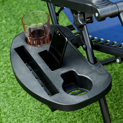 Foldable Lounge Chair with Canopy, Outdoor Zero Gravity Chair, Side Tray, Cup Holder, Blue Outdoor Chaise Lounges at Gallery Canada