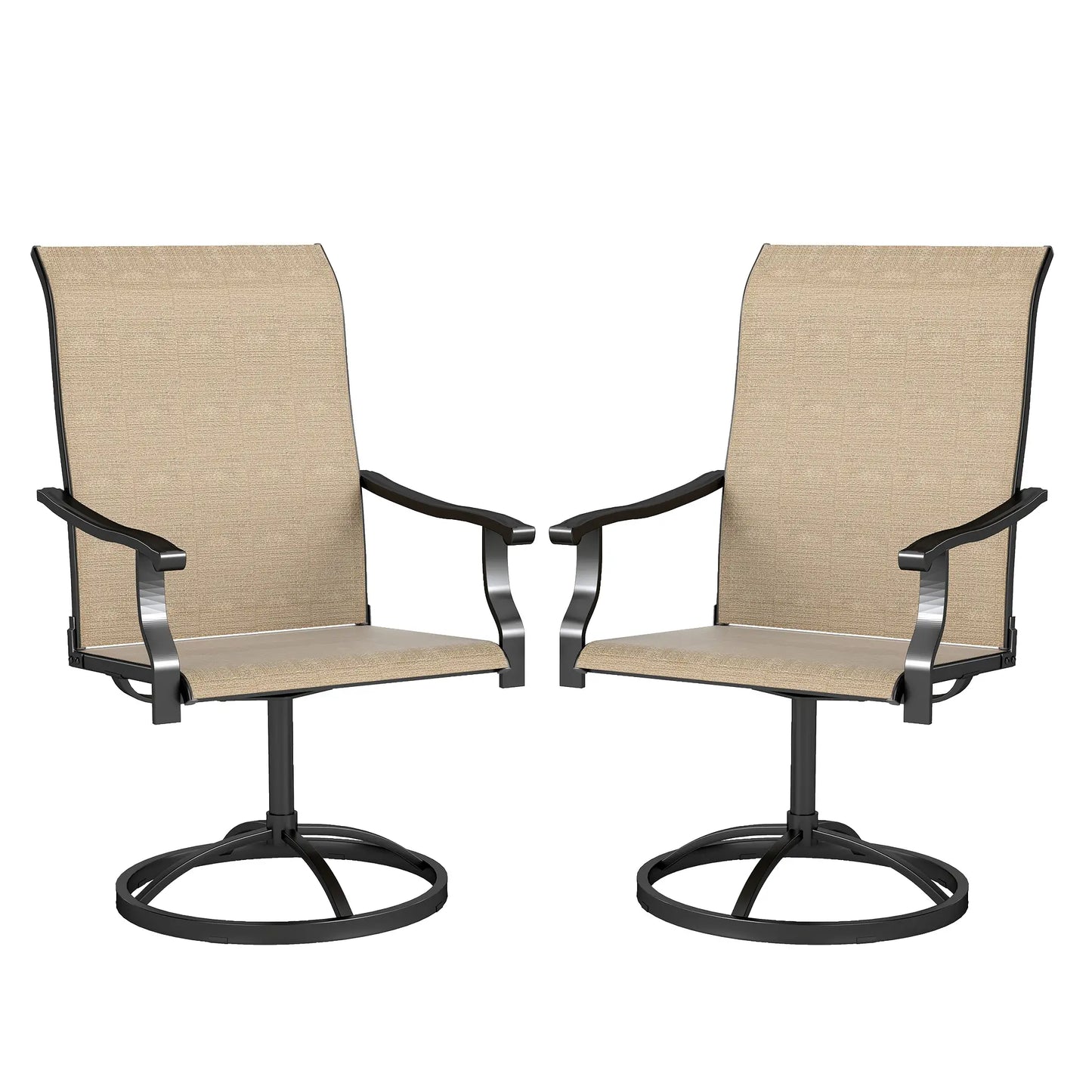 Outdoor Swivel Dining Chairs, Set of 2, High Back, All Weather Mesh, Brown Bistro Sets at Gallery Canada