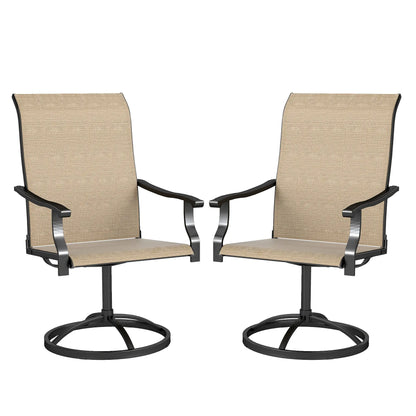 Outdoor Swivel Dining Chairs, Set of 2, High Back, All Weather Mesh, Brown Bistro Sets at Gallery Canada