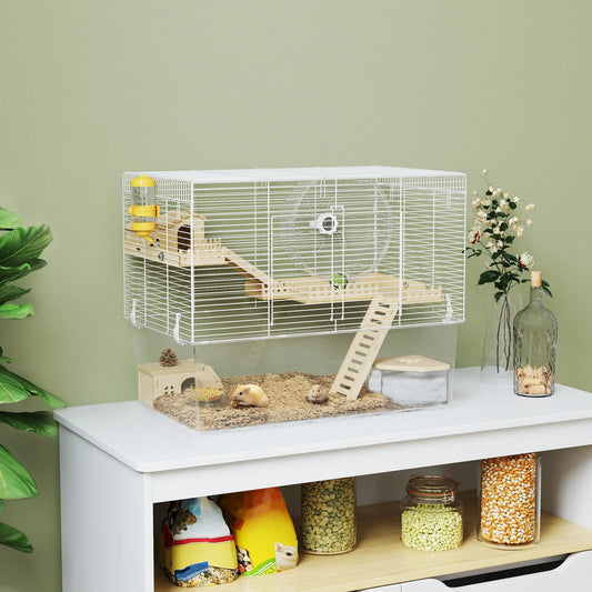 Hamster Cage with Deep Bottom, Wooden Ramp, Hut, Exercise Wheel, White Hamster Cages at Gallery Canada